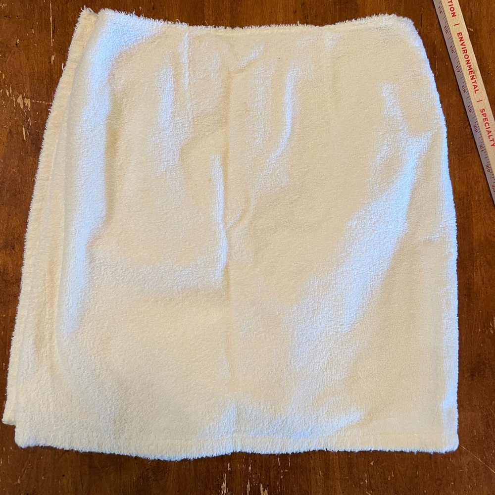 Handmade vintage 100% cotton terry cloth wrap skirt/coverup. Classic white.